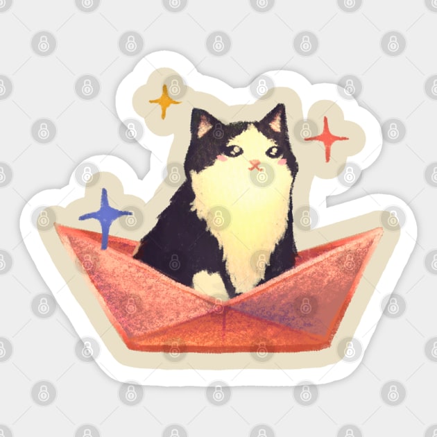 Cat in a boat Sticker by Katfish Draws